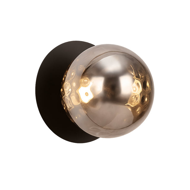Odessa Large Molten Ripple LED Wall Light 8.5W 3000K Smoky & Matt Black - LM002WL023