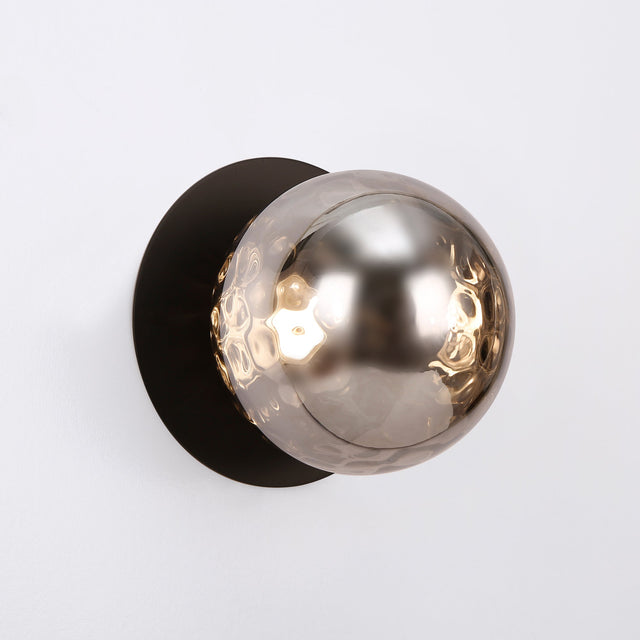 Odessa Large Molten Ripple LED Wall Light 8.5W 3000K Smoky & Matt Black - LM002WL023
