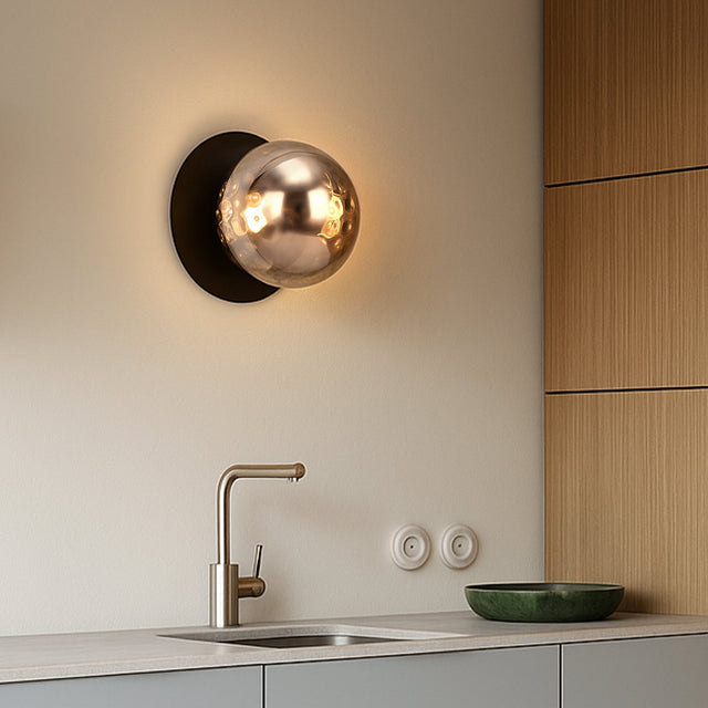 Odessa Large Molten Ripple LED Wall Light 8.5W 3000K Smoky & Matt Black - LM002WL023