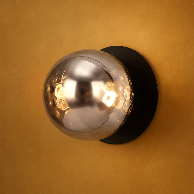 Odessa Large Molten Ripple LED Wall Light 8.5W 3000K Smoky & Matt Black - LM002WL023