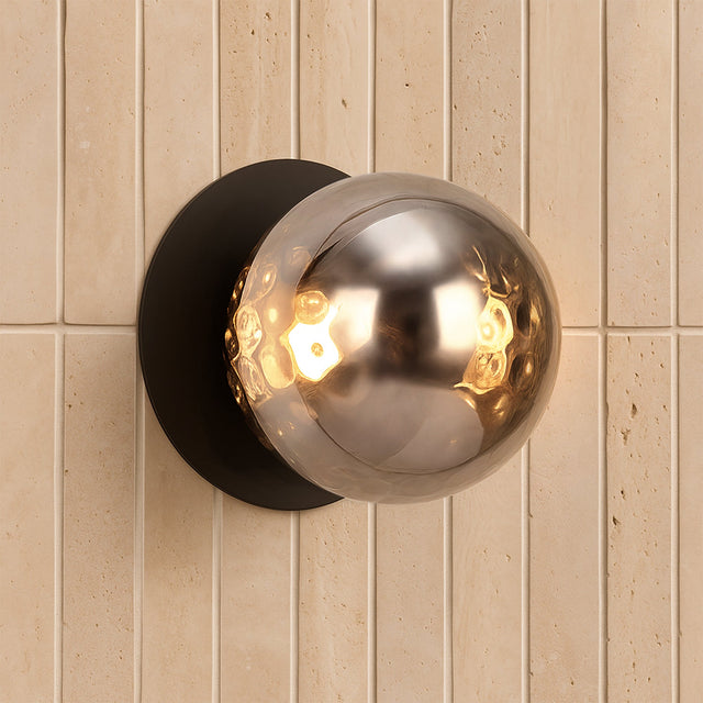 Odessa Large Molten Ripple LED Wall Light 8.5W 3000K Smoky & Matt Black - LM002WL023