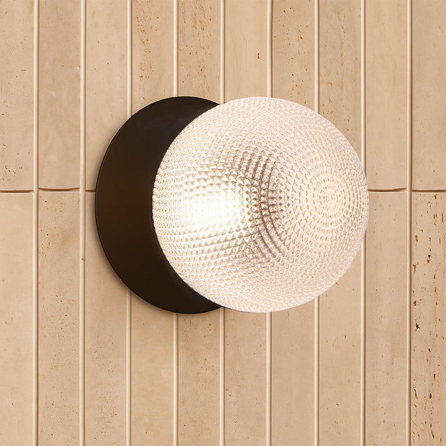 Odessa Large Diamond Cut LED Wall Light 8.5W 3000K Clear & Matt Black - LM002WL024