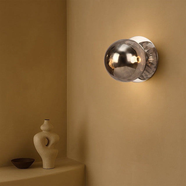 Odessa Large Molten Ripple LED Wall Light 8.5W 3000K Smoky & Chrome - LM002WL031