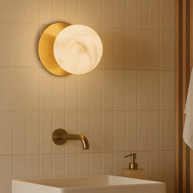 Odessa Large LED Wall Light 8.5W 3000K Marble Opal & Brass - LM002WL034
