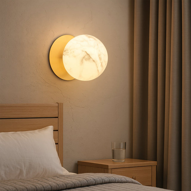 Odessa Large LED Wall Light 8.5W 3000K Marble Opal & Brass - LM002WL034