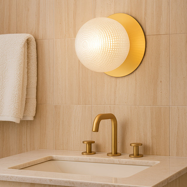 Odessa Large Diamond Cut LED Wall Light 8.5W 3000K Clear & Brass - LM002WL036