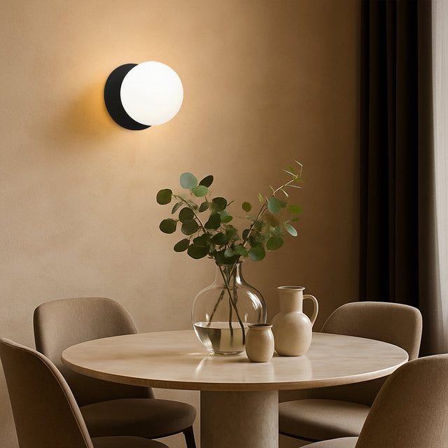 Odessa Small LED Wall Light 8.5W 4000K Frosted Opal & Matt Black - LM002WL041