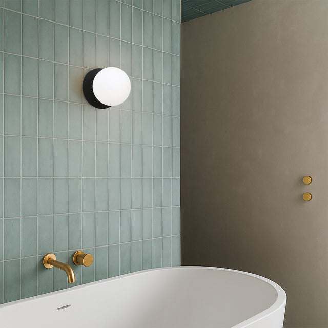 Odessa Small LED Wall Light 8.5W 4000K Frosted Opal & Matt Black - LM002WL041