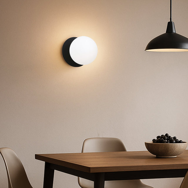 Odessa Small LED Wall Light 8.5W 4000K Frosted Opal & Matt Black - LM002WL041
