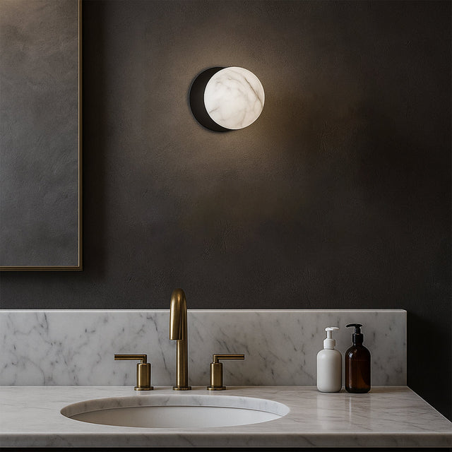Odessa Small LED Wall Light 8.5W 4000K Marble Opal & Matt Black - LM002WL042