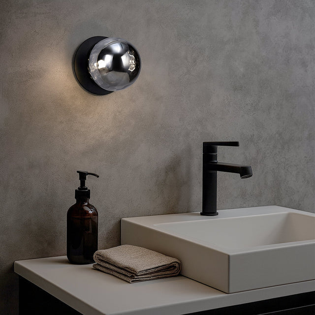Odessa Small Molten Ripple LED Wall Light 8.5W 4000K Smoky & Matt Black - LM002WL043