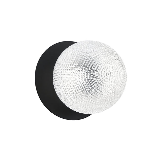 Odessa Small Diamond Cut LED Wall Light 8.5W 4000K Clear & Matt Black - LM002WL044
