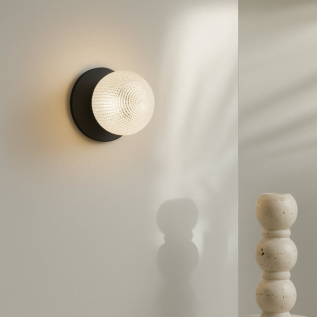 Odessa Small Diamond Cut LED Wall Light 8.5W 4000K Clear & Matt Black - LM002WL044