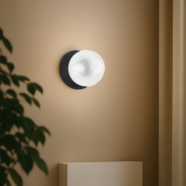 Odessa Small Diamond Cut LED Wall Light 8.5W 4000K Clear & Matt Black - LM002WL044