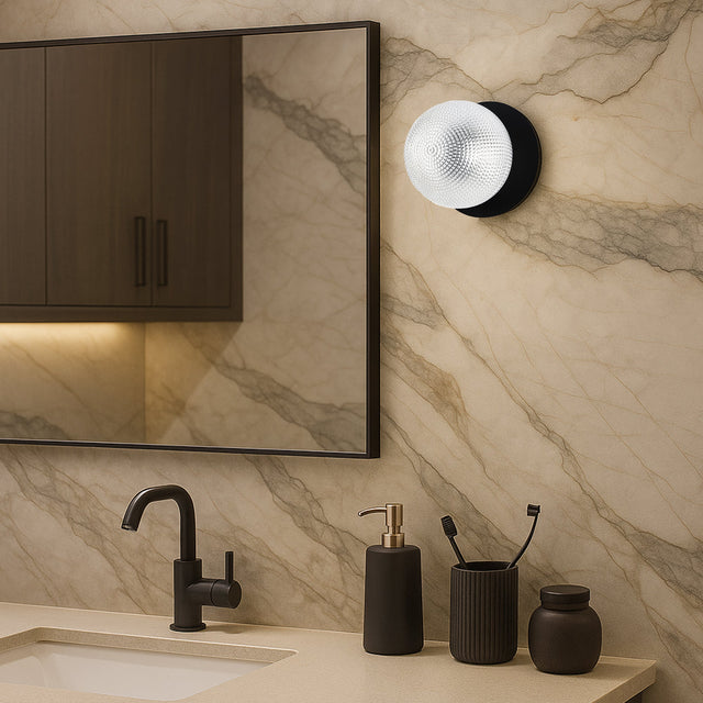 Odessa Small Diamond Cut LED Wall Light 8.5W 4000K Clear & Matt Black - LM002WL044