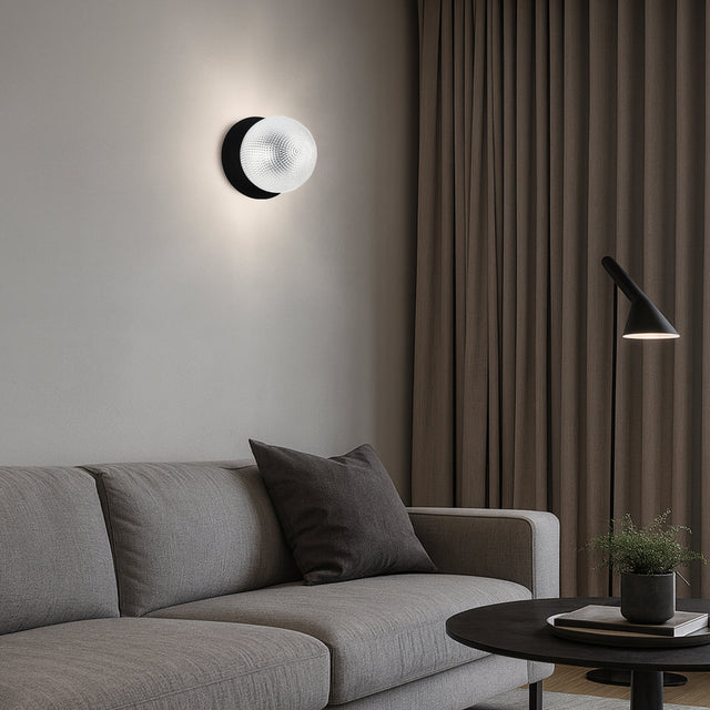 Odessa Small Diamond Cut LED Wall Light 8.5W 4000K Clear & Matt Black - LM002WL044