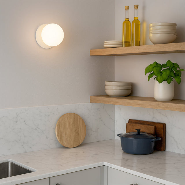 Odessa Small LED Wall Light 8.5W 4000K Frosted Opal & Matt White - LM002WL045