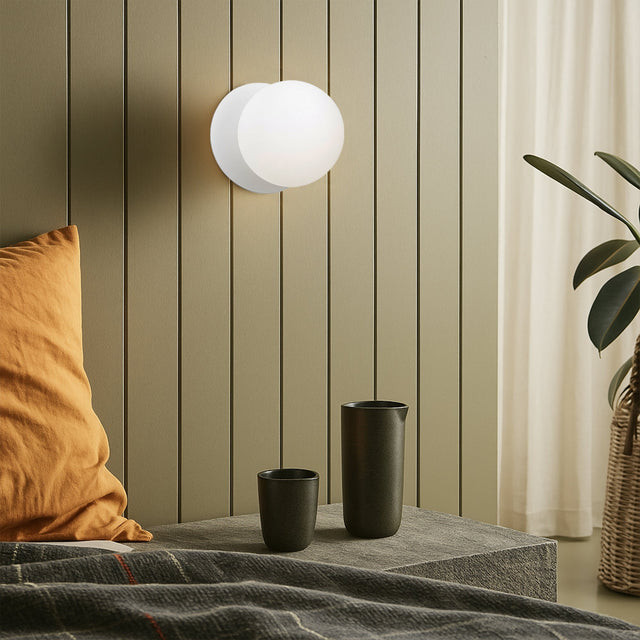 Odessa Small LED Wall Light 8.5W 4000K Frosted Opal & Matt White - LM002WL045