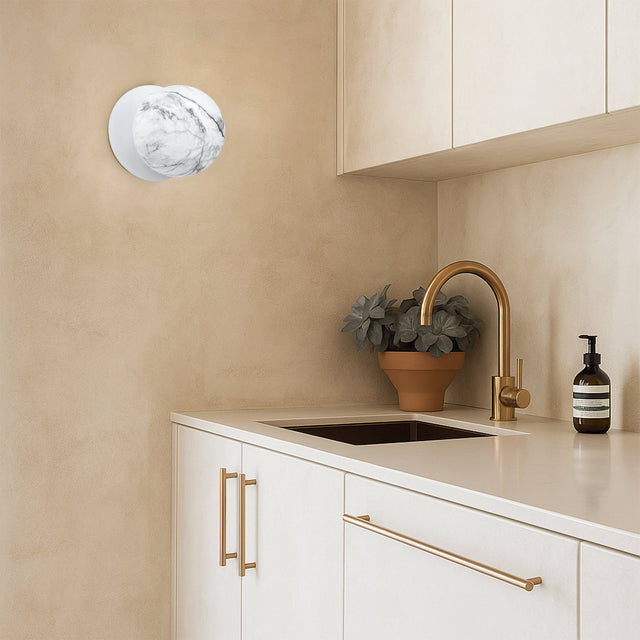 Odessa Small LED Wall Light 8.5W 4000K Marble Opal & Matt White - LM002WL046