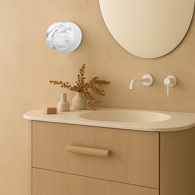 Odessa Small LED Wall Light 8.5W 4000K Marble Opal & Matt White - LM002WL046