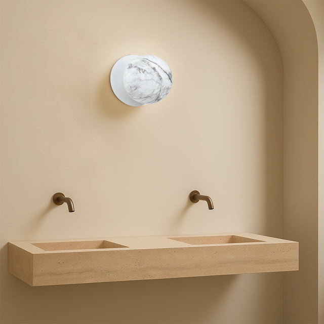 Odessa Small LED Wall Light 8.5W 4000K Marble Opal & Matt White - LM002WL046