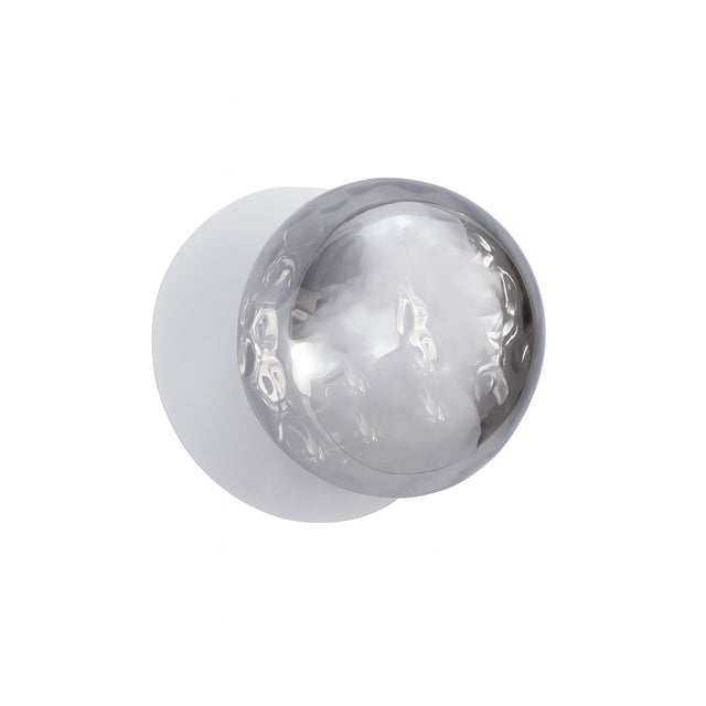 Odessa Small Molten Ripple LED Wall Light 8.5W 4000K Smoky & Matt White - LM002WL047