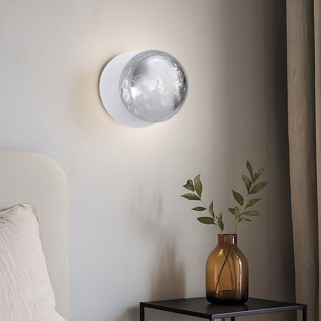 Odessa Small Molten Ripple LED Wall Light 8.5W 4000K Smoky & Matt White - LM002WL047