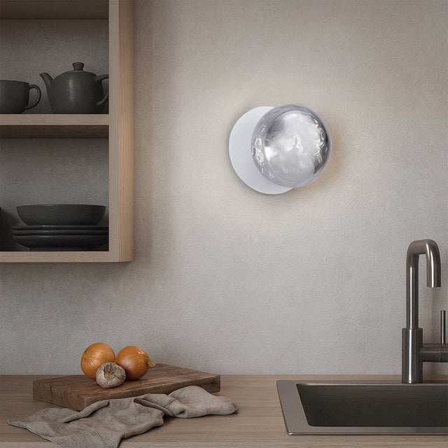 Odessa Small Molten Ripple LED Wall Light 8.5W 4000K Smoky & Matt White - LM002WL047