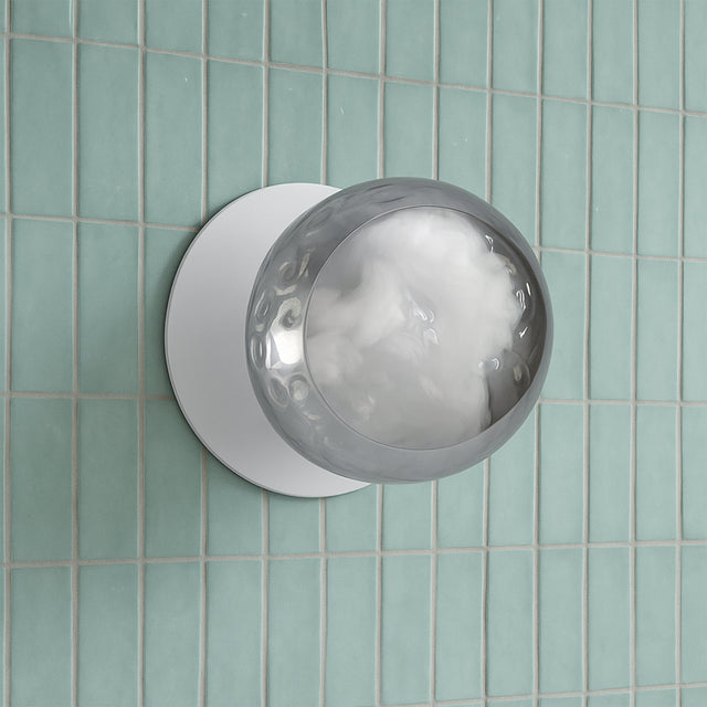 Odessa Small Molten Ripple LED Wall Light 8.5W 4000K Smoky & Matt White - LM002WL047