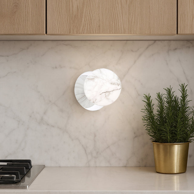 Odessa Small LED Wall Light 8.5W 4000K Marble Opal & Chrome - LM002WL050