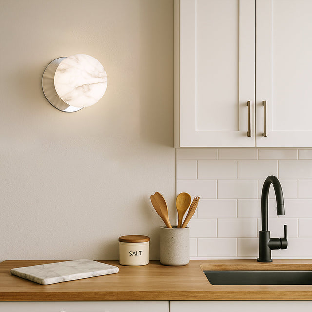 Odessa Small LED Wall Light 8.5W 4000K Marble Opal & Chrome - LM002WL050