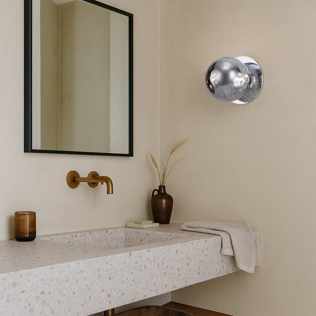 Odessa Small Molten Ripple LED Wall Light 8.5W 4000K Smoky & Chrome - LM002WL051