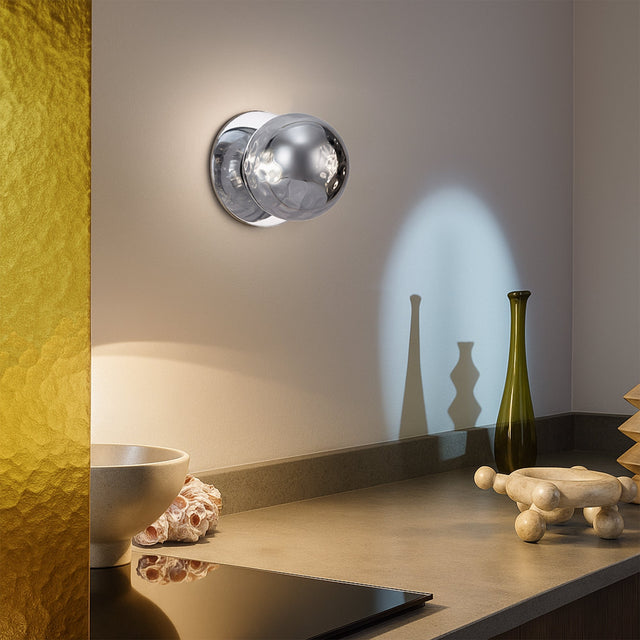 Odessa Small Molten Ripple LED Wall Light 8.5W 4000K Smoky & Chrome - LM002WL051