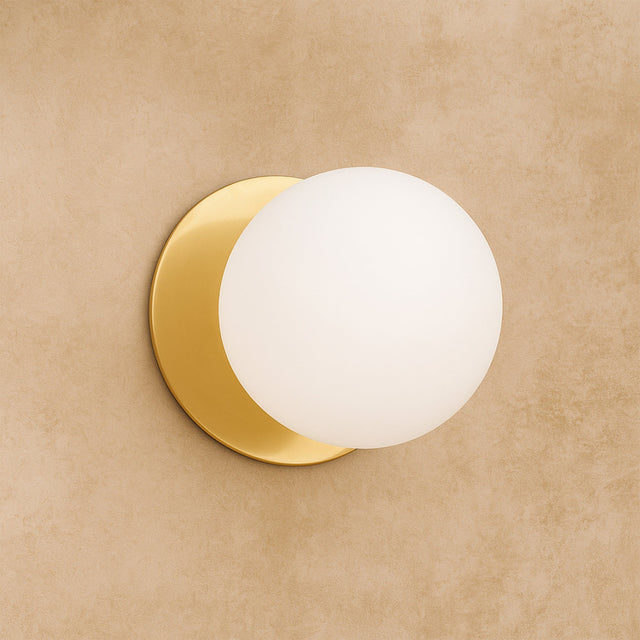 Odessa Small LED Wall Light 8.5W 4000K Frosted Opal & Brass - LM002WL053