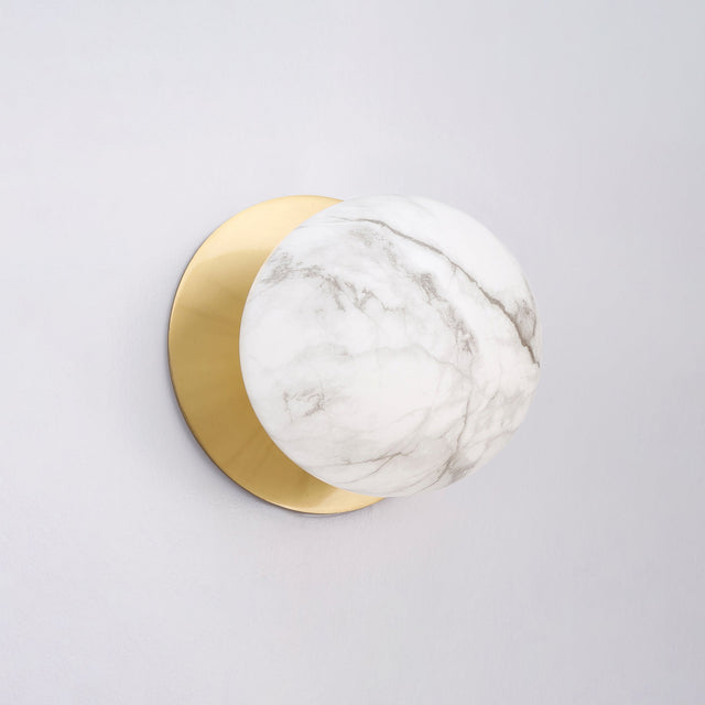 Odessa Small LED Wall Light 8.5W 4000K Marble Opal & Brass - LM002WL054
