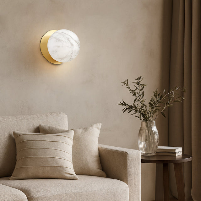 Odessa Small LED Wall Light 8.5W 4000K Marble Opal & Brass - LM002WL054