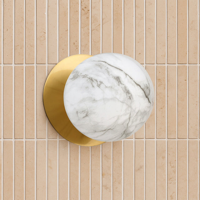 Odessa Small LED Wall Light 8.5W 4000K Marble Opal & Brass - LM002WL054