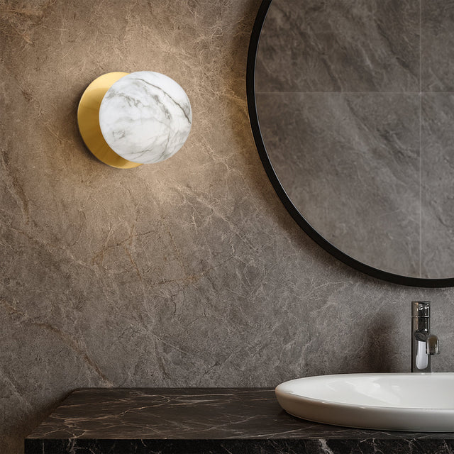 Odessa Small LED Wall Light 8.5W 4000K Marble Opal & Brass - LM002WL054