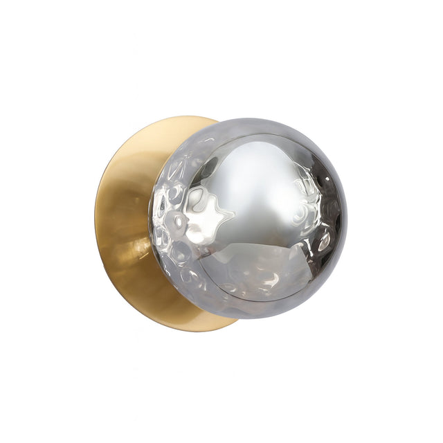 Odessa Small Molten Ripple LED Wall Light 8.5W 4000K Smoky & Brass - LM002WL055