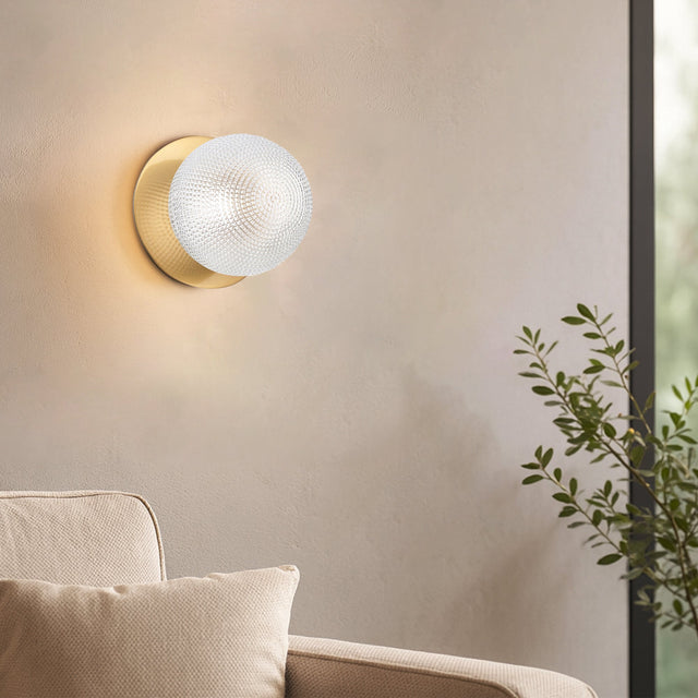 Odessa Small Diamond Cut LED Wall Light 8.5W 4000K Clear & Brass - LM002WL056