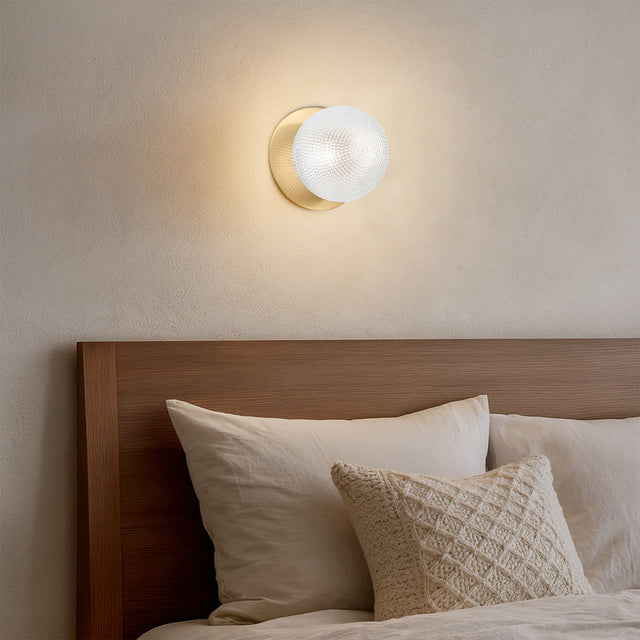 Odessa Small Diamond Cut LED Wall Light 8.5W 4000K Clear & Brass - LM002WL056