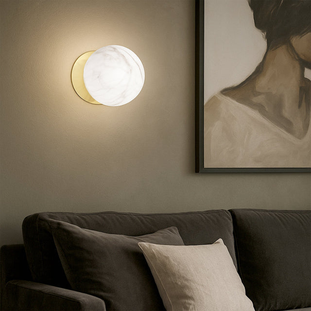Odessa Small LED Wall Light 8.5W 4000K Marble Opal & Gold - LM002WL058