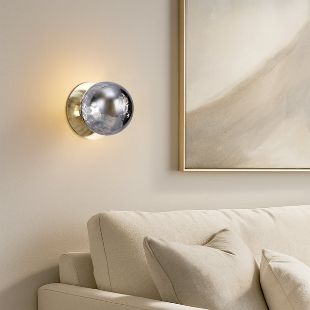 Odessa Small Molten Ripple LED Wall Light 8.5W 4000K Smoky & Gold - LM002WL059