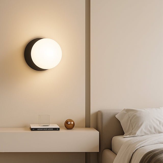 Odessa Large LED Wall Light 8.5W 4000K Frosted Opal & Matt Black - LM002WL061
