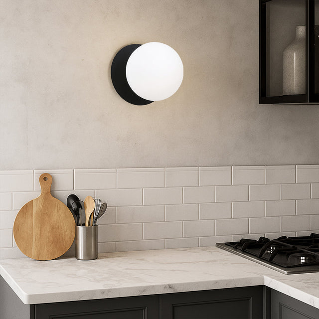 Odessa Large LED Wall Light 8.5W 4000K Frosted Opal & Matt Black - LM002WL061