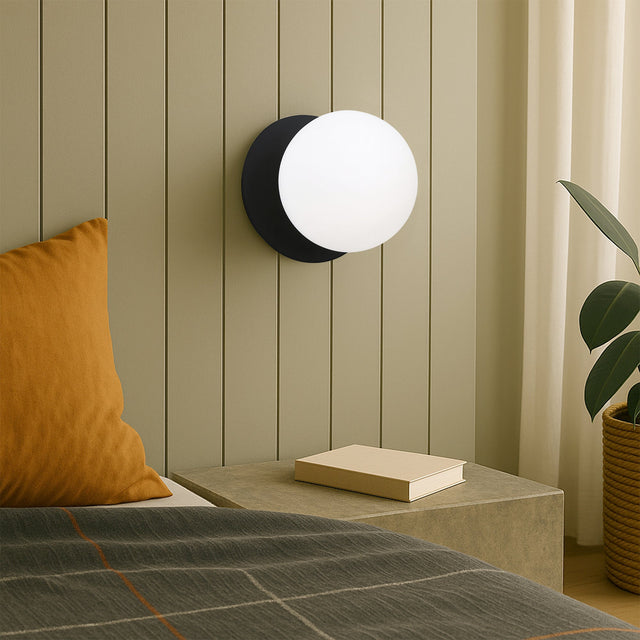 Odessa Large LED Wall Light 8.5W 4000K Frosted Opal & Matt Black - LM002WL061