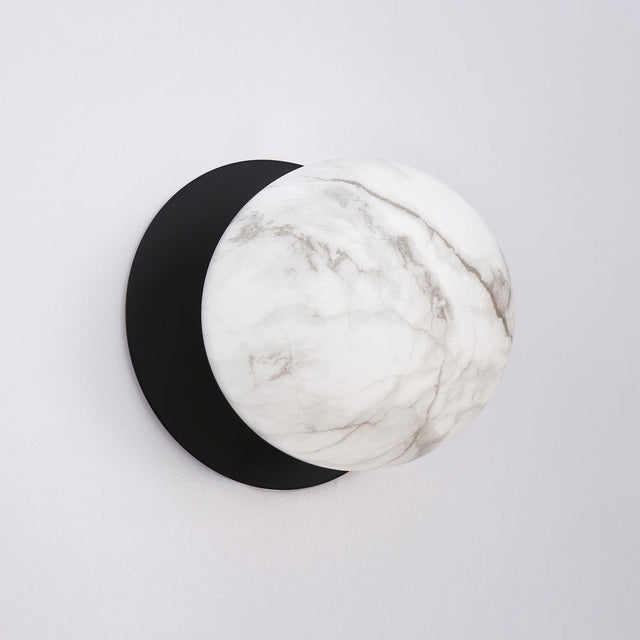 Odessa Large LED Wall Light 8.5W 4000K Marble Opal & Matt Black - LM002WL062