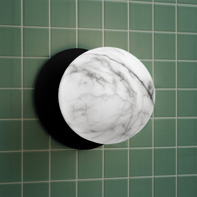 Odessa Large LED Wall Light 8.5W 4000K Marble Opal & Matt Black - LM002WL062