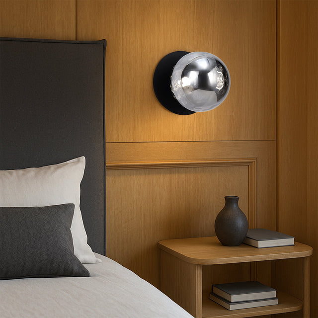 Odessa Large Molten Ripple LED Wall Light 8.5W 4000K Smoky & Matt Black - LM002WL063