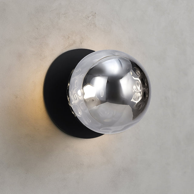 Odessa Large Molten Ripple LED Wall Light 8.5W 4000K Smoky & Matt Black - LM002WL063